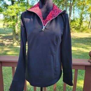 Susan Graver Ladies Layered Look Sweater Leopard Print Collar, Blouse Top, xs